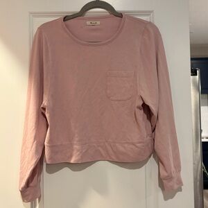 Madewell Pink Cropped Long Sleeve Pocket Tee Size Small
